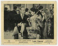 9h554 LIGHT FINGERS English FOH LC '57 sexy Eunice Gayson & Roland Culver at party!