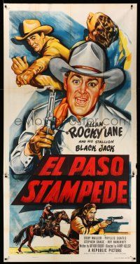 9j104 EL PASO STAMPEDE 3sh '53 cool art of cowboy Allan Rocky Lane & his stallion Black Jack!