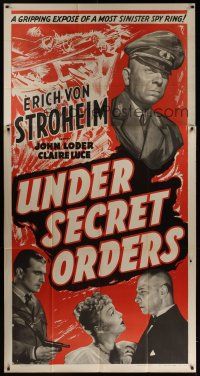 9j125 UNDER SECRET ORDERS 3sh '43 Erich von Stroheim, gripping expose of a most sinister spy ring!