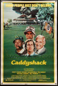 9j342 CADDYSHACK 40x60 '80 Chevy Chase, Bill Murray, Rodney Dangerfield, golf comedy classic!