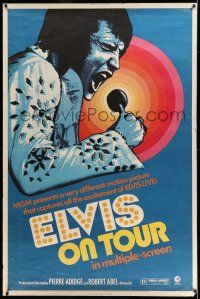 9j355 ELVIS ON TOUR 40x60 '72 cool full-length image of Elvis Presley singing into microphone!