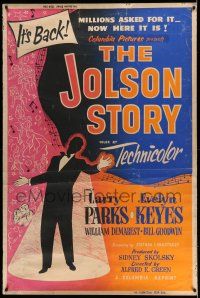 9j378 JOLSON STORY 40x60 R54 Larry Parks & Evelyn Keyes in bio of the greatest entertainer!