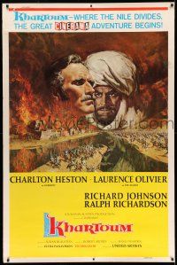 9j382 KHARTOUM Cinerama 40x60 '66 McCarthy art of Heston & Olivier, Cinerama!