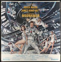 9j090 MOONRAKER int'l 6sh '79 art of Roger Moore as James Bond & sexy space babes by Goozee!