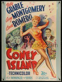 9j044 CONEY ISLAND 1sh '43 sexy dancer Betty Grable, Cesar Romero, George Montgomery