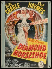 9j046 DIAMOND HORSESHOE 1sh '45 sexiest stone litho of dancer Betty Grable in skimpy outfit!