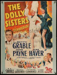 9j048 DOLLY SISTERS 1sh '45 stone litho of sexy entertainers Betty Grable & June Haver!