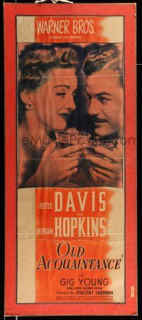 9j165 OLD ACQUAINTANCE insert '43 Bette Davis knows what every woman expects from love!