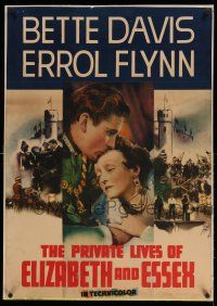 9j063 PRIVATE LIVES OF ELIZABETH & ESSEX 1sh '39 Bette Davis, Errol Flynn, by Michael Curtiz!