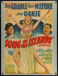9j067 SONG OF THE ISLANDS style B 1sh '42 sexy Betty Grable, Victor Mature & tropical girls!