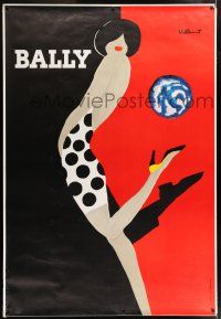 9j294 BALLY DS 47x69 French advertising poster '80s great Villemot art deco art of sexy brunette!