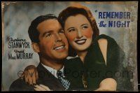 9j179 REMEMBER THE NIGHT 20x30 special '40 Preston Sturges, c/u Barbara Stanwyck & Fred MacMurray!