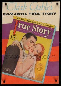 9j181 TRUE STORY 18x25 special '33 wonderful art of Clark Gable and Joan Crawford!