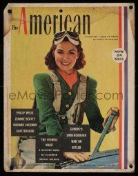 9j131 AMERICAN MAGAZINE June style standee '40s WWII era, great image of female worker!