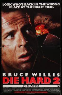 9j141 DIE HARD 2 standee '90 tough guy Bruce Willis is in the wrong place at the right time!