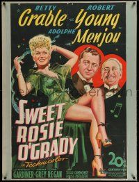 9j068 SWEET ROSIE O'GRADY 1sh '43 stone litho of sexy Betty Grable, Robert Young & Menjou!
