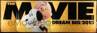 9j508 PEANUTS MOVIE vinyl banner '15 wonderful image of Snoopy and Woodstock on doghouse!