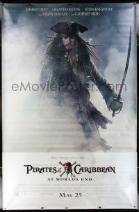 9j510 PIRATES OF THE CARIBBEAN: AT WORLD'S END 2-sided vinyl banner '07 Johnny Depp as Captain Jack