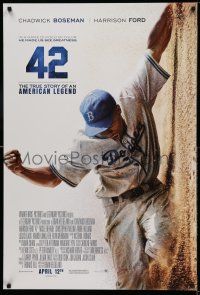 9k010 42 advance DS 1sh '13 baseball, image of Chadwick Boseman as Jackie Robinson sliding home!