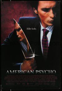 9k039 AMERICAN PSYCHO 1sh '00 psychotic yuppie killer Christian Bale, from Ellis novel!