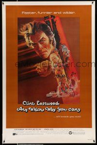 9k051 ANY WHICH WAY YOU CAN 1sh '80 cool artwork of Clint Eastwood by Bob Peak!