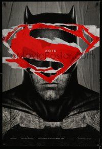 9k074 BATMAN V SUPERMAN teaser DS 1sh '16 cool close up of Ben Affleck in title role under symbol!