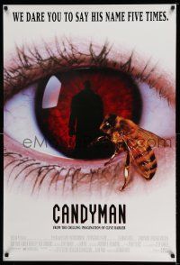 9k121 CANDYMAN 1sh '92 Clive Barker, creepy close-up image of bee in eyeball!
