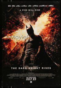 9k170 DARK KNIGHT RISES advance DS 1sh '12 Christian Bale as Batman, a fire will rise!