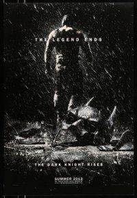 9k172 DARK KNIGHT RISES teaser DS 1sh '12 Tom Hardy as Bane, cool image of broken mask in the rain!