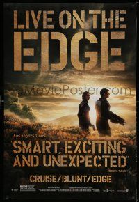 9k213 EDGE OF TOMORROW reviews teaser DS 1sh '14 Tom Cruise & Emily Blunt, live on the edge!