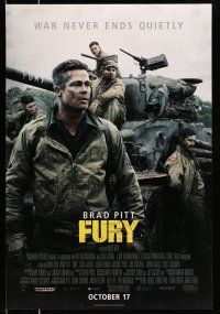 9k270 FURY advance DS 1sh '14 great image of soldier Brad Pitt and cast with tank!