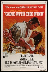 9k292 GONE WITH THE WIND 1sh R80s Clark Gable, Vivien Leigh, Terpning artwork, all-time classic!