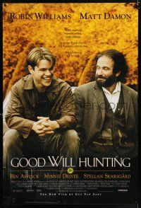 9k294 GOOD WILL HUNTING 1sh '97 great image of smiling Matt Damon & Robin Williams!