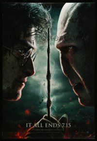 9k315 HARRY POTTER & THE DEATHLY HALLOWS PART 2 teaser DS 1sh '11 Radcliffe facing off w/Fiennes!