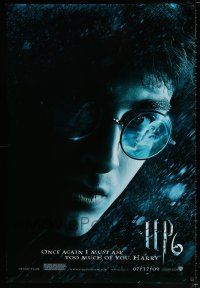9k316 HARRY POTTER & THE HALF-BLOOD PRINCE teaser DS 1sh '09 Daniel Radcliffe close up!