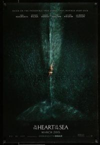 9k354 IN THE HEART OF THE SEA teaser DS 1sh '15 Ron Howard, cool image of ship over huge whale!
