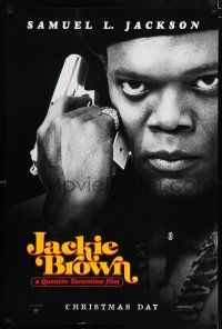 9k379 JACKIE BROWN teaser 1sh '97 Quentin Tarantino, cool image of Samuel L. Jackson with gun!