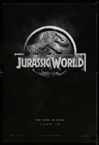9k397 JURASSIC WORLD teaser DS 1sh '15 Jurassic Park sequel, cool image of the classic logo!