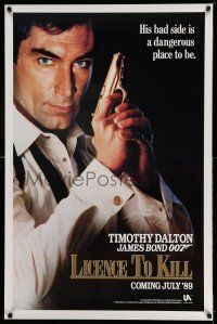 9k424 LICENCE TO KILL c style teaser 1sh '89 Timothy Dalton as Bond, his bad side is dangerous!
