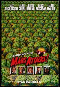 9k465 MARS ATTACKS! int'l advance 1sh '96 directed by Tim Burton, great image of many alien brains!
