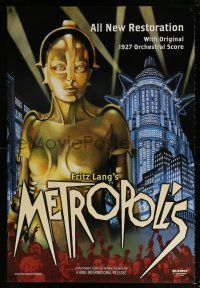 9k485 METROPOLIS DS 1sh R02 Fritz Lang classic, Brigitte Helm as the robot, New Tower of Babel!
