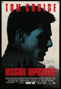 9k495 MISSION IMPOSSIBLE advance 1sh '96 cool silhouette of Tom Cruise, Brian De Palma directed!