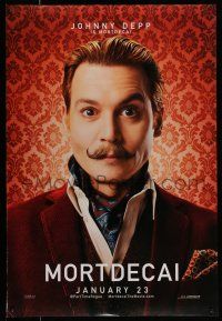 9k505 MORTDECAI teaser DS 1sh '15 wacky image of Johnny Depp with handlebar mustache!