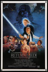 9k596 RETURN OF THE JEDI studio style B 1sh '83 George Lucas classic, great cast montage by Sano!