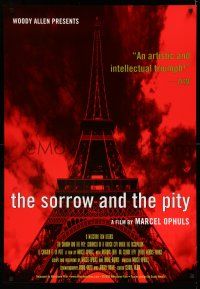9k665 SORROW & THE PITY 1sh R00 Ophuls classic WWII documentary, Eiffel Tower in red!