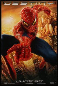 9k676 SPIDER-MAN 2 teaser 1sh '04 great image of Tobey Maguire in the title role, Destiny!