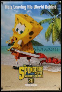 9k680 SPONGEBOB MOVIE: SPONGE OUT OF WATER teaser DS 1sh '15 wacky Coppertone parody image w/ crab