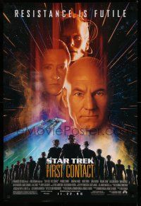 9k705 STAR TREK: FIRST CONTACT advance 1sh '96 Jonathan Frakes, Stewart, Spiner, sexy Borg Krige!