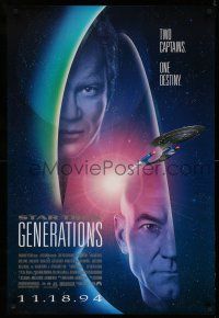 9k710 STAR TREK: GENERATIONS advance 1sh '94 Stewart as Picard & Shatner as Kirk, two captains!