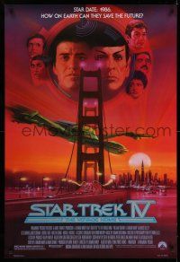 9k697 STAR TREK IV 1sh '86 art of Leonard Nimoy, Shatner & Klingon Bird-of-Prey by Bob Peak!